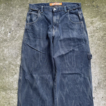 1990S Y2K FRACTAL BAGGY DENIM CARPENTER FADED SKATER JEANS