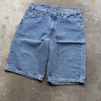 1990s LEVI’S 550 ORANGE TAB LIGHT WASH BAGGY DENIM JEAN SHORTS JORTS