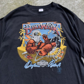 1980S THRASHED HARLEY DAVIDSON DAYTONA SMOKING EAGLE TEE