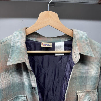 2000s Faded Quilted Plaid Grunge Flannel Jacket Shirt