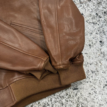 BROWN FULL GRAIN COW LEATHER CUSTOM OVERSIZED BASEBALL JACKET