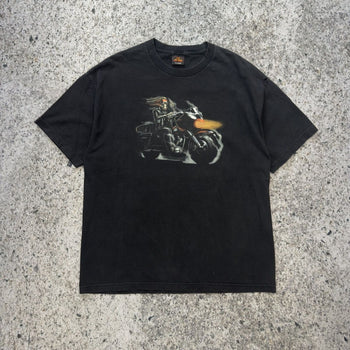 2000s Hot Leather Skeleton Biker Tee
