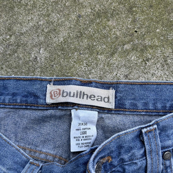 2000s Y2K BAGGY BULLHEAD DENIM WIDE LEG SKATER JEANS