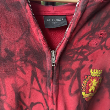 Balenciaga SS23 Mud Show Red Skater Zip Up Hoodie