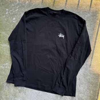 STUSSY BASIC LOGO LONGSLEEVE TEE BLACK