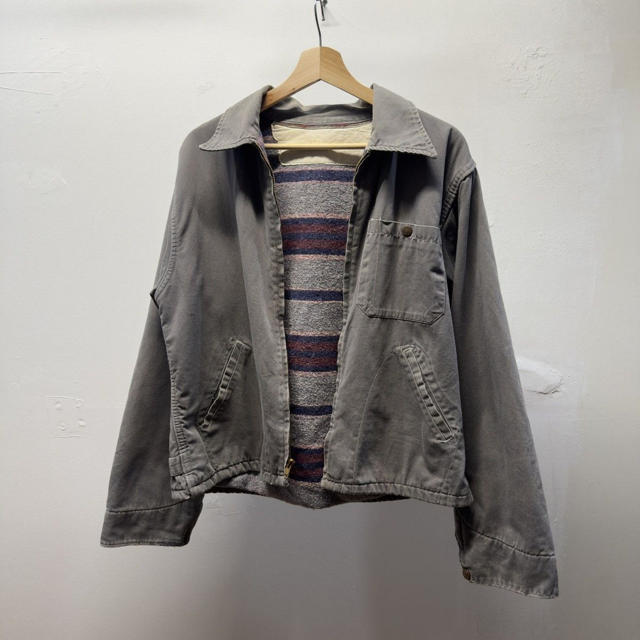 Vintage 1950s 1960s Made in USA Faded Distressed Work Jacket