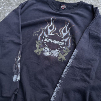 2000S HARLEY DAVIDSON DICE FLAME LOGO SWEATSHIRT