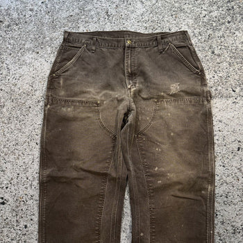 2000s Carhartt Brown Faded Thrashed Double Knee Pants