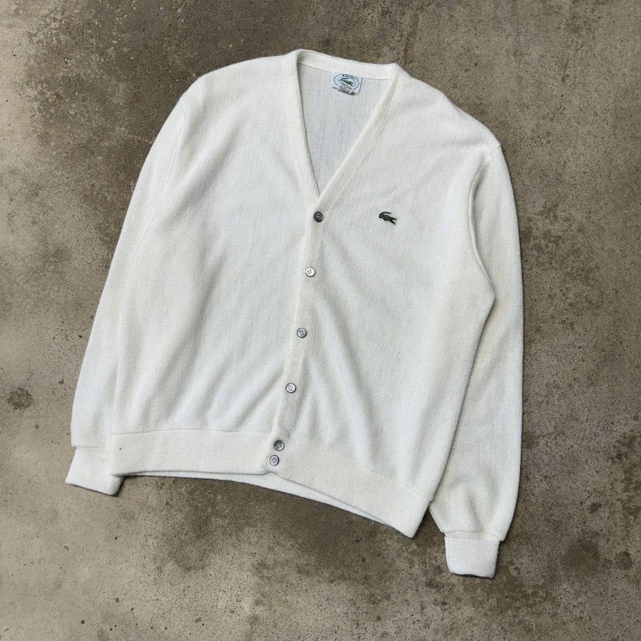 1980s IZOD LACOSTE ACRYLIC CARDIGAN SWEATER