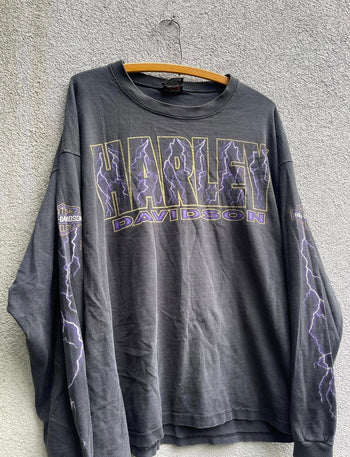 1990s HARLEY DAVIDSON LIGHTNING LOGO LONGSLEEVE TEE