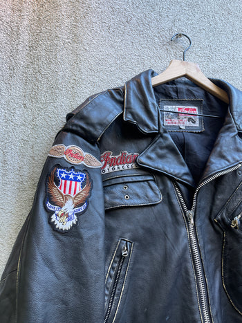 1980S INDIAN MOTORCYCLES PATCHED GENUINE LEATHER BIKER JACKET