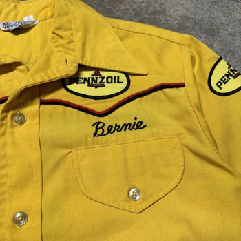 1950s 1960s PENNZOIL CHAPARRAL CHAIN STITCH BOWLING GARAGE SHIRT