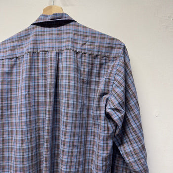 Vintage 1990s Yves Saint Laurent Plaid Shirt Faded Distressed