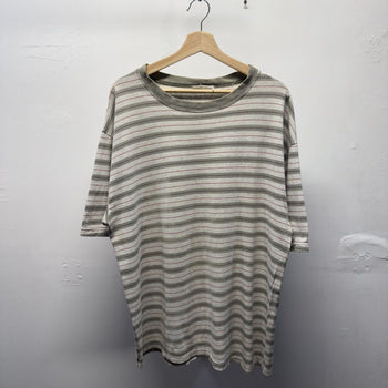 Vintage 1990s Striped Green Faded Distressed Tee