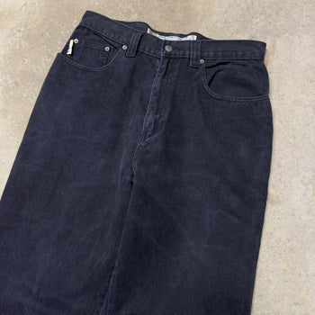 1990s BUGLE BOY BAGGY BLACK WIDE LEG FADED DENIM SKATER JEANS