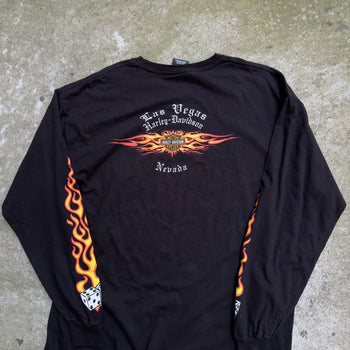 2000S HARLEY DAVIDSON DICE FLAMES LAS VEGAS LONGSLEEVE TEE