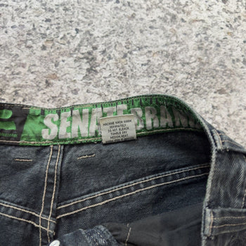 1990s Y2K Thrashed Faded Denim Skater Shorts