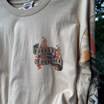 2000s Harley Davidson Tattoo Spiderweb Flame Longsleeve Tee