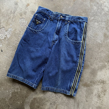 1990s/2000s Y2K PACO JEANS BAGGY ZIPPER DENIM SKATER JEAN SHORTS