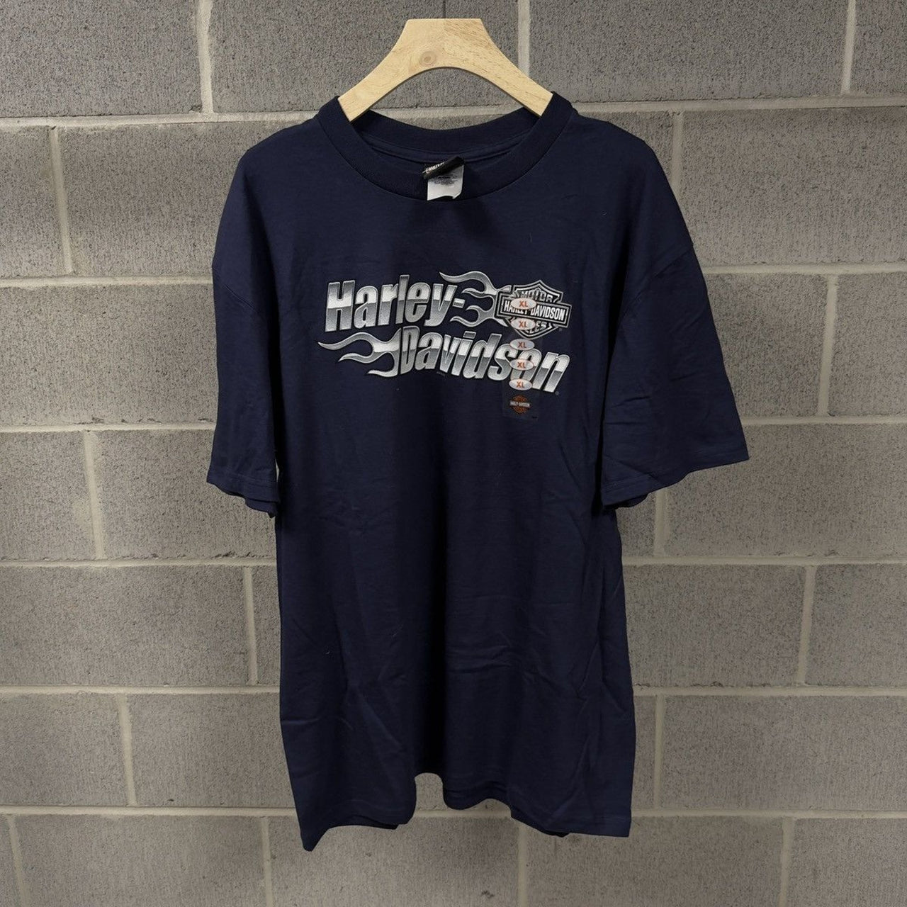 2000s Harley Davidson Navy Blue Flame Tee