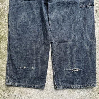 1990S Y2K FRACTAL BAGGY DENIM CARPENTER FADED SKATER JEANS