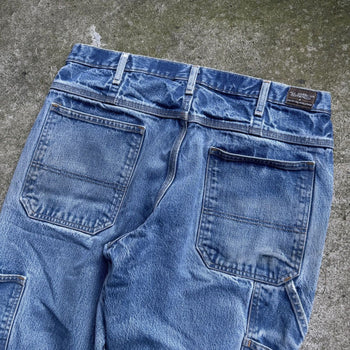 1990s THRASHED FADED MADE IN USA WORKWEAR CARPENTER DENIM JEANS