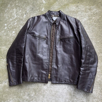 1970S GENUINE LEATHER CAFE RACER JACKET BROWN