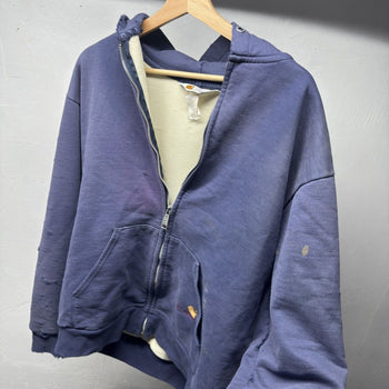 1990s Carhartt Faded Distressed Thermal Lined Zip Up Hoodie
