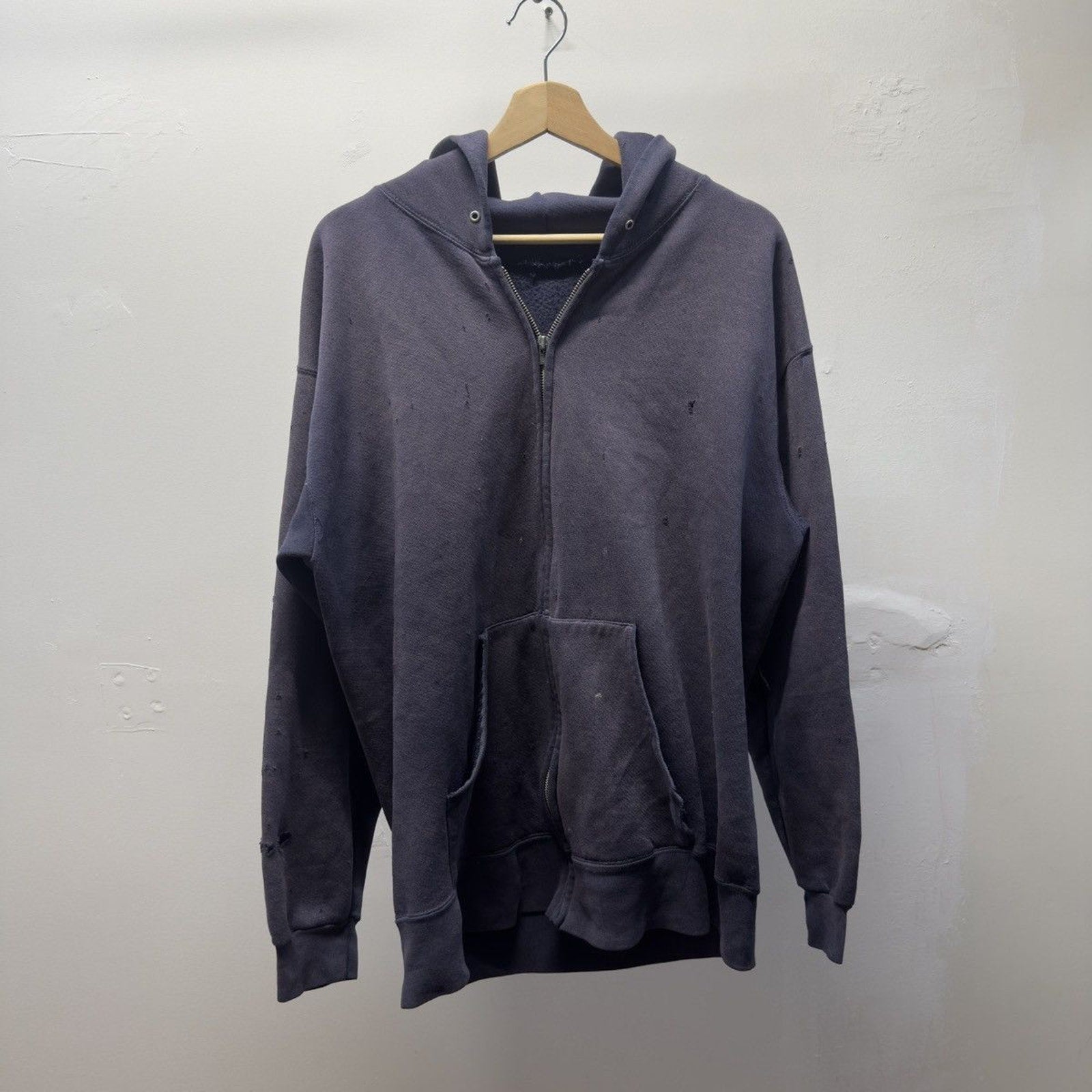 Vintage 1990s Made in USA Faded Distressed Zip Up Hoodie
