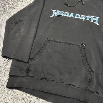 2000s MEGADETH THRASHED FADED METAL BAND HOODIE