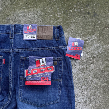 2000S Y2K LOCO BAGGY WIDE LEG BLUE SKATER DENIM JEANS