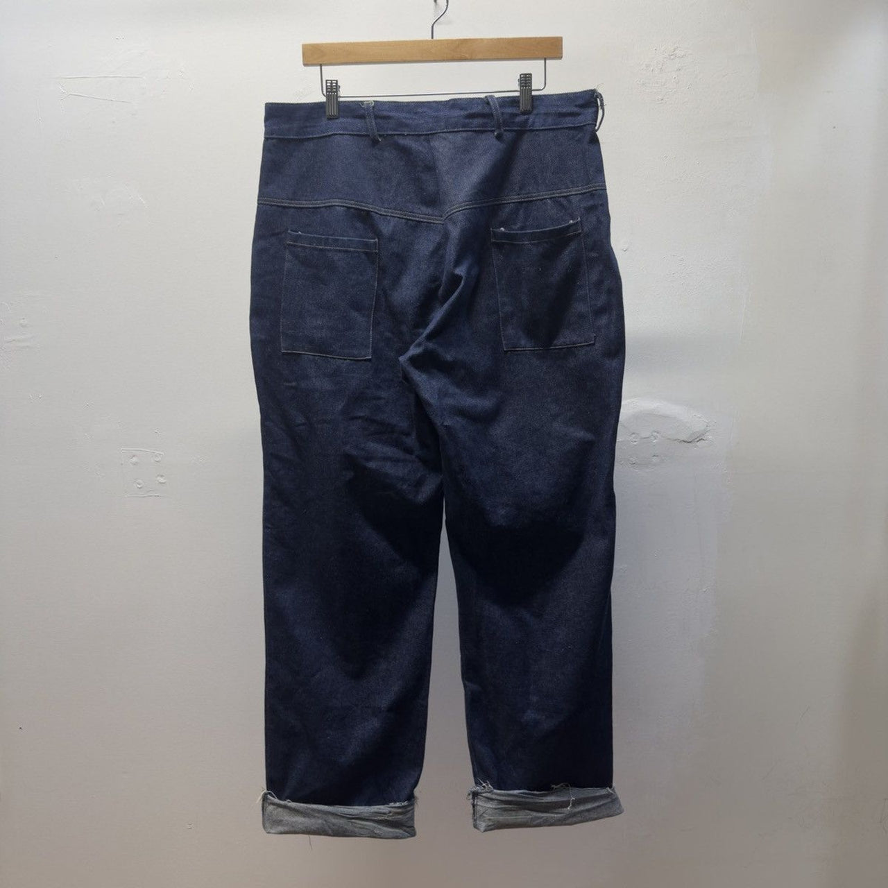 Vintage 1980s Made in USA Dark Wash Raw Denim Work Jeans
