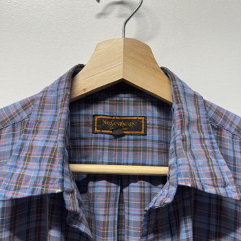 Vintage 1990s Yves Saint Laurent Plaid Shirt Faded Distressed