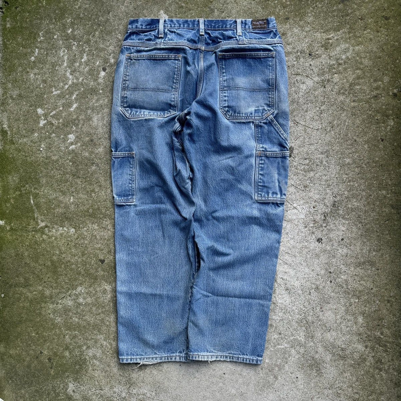 1990s THRASHED FADED MADE IN USA WORKWEAR CARPENTER DENIM JEANS