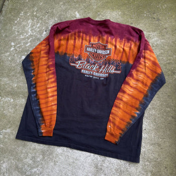 2000S HARLEY DAVIDSON FLAME LOGO TIE DYE LONGSLEEVE TEE