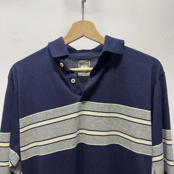 Vintage 1970s Made in USA Campus Striped Rugby Polo Shirt