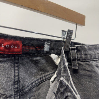 Vintage 1990s Levi’s Silvertab Made in USA Faded Black Loose Baggy Denim Shorts