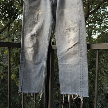 1990s Levi's 501xx Thrashed Repaired Cropped Jeans - Made in USA