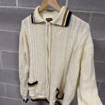 1960s Acrylic Cable Knit Golf Zip Sweater