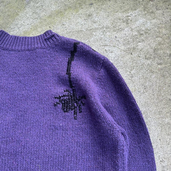 THE MARC JACOBS HEAVY KNIT SPIDER PICTURE SWEATER PURPLE