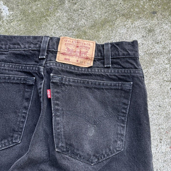 1990s LEVI'S 505 MADE IN USA BLACK FADED DENIM JEANS