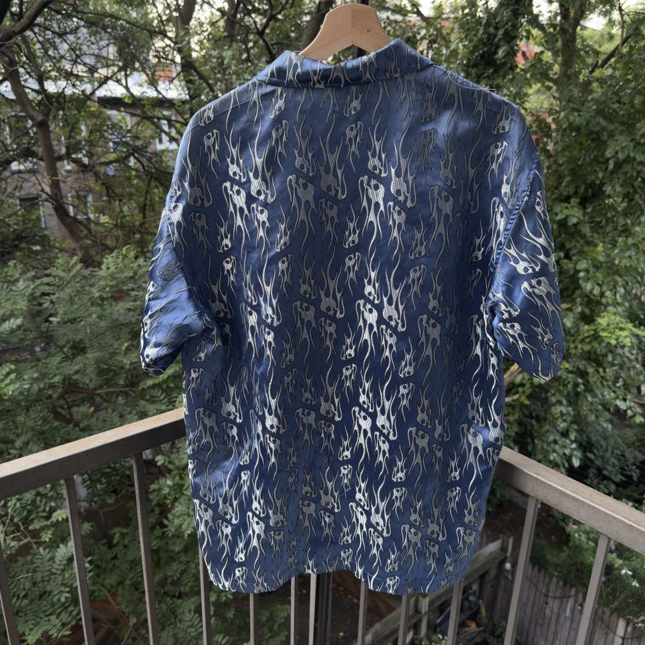1990s Y2K Metallic Flame Shirt