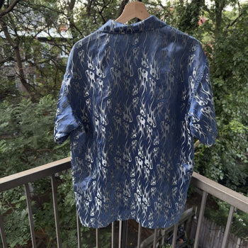 1990s Y2K Metallic Flame Shirt