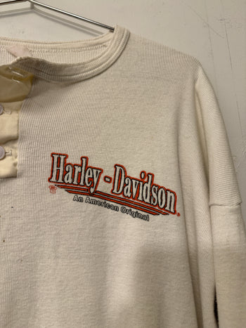 1980s HARLEY DAVIDSON THRASHED FADED LONGSLEEVE THERMAL TEE