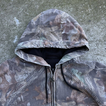 1990S WALLS THRASHED THERMAL LINED CAMO HOODED ZIP UP