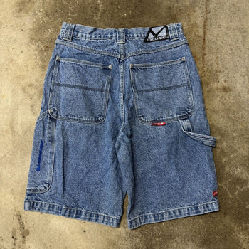 2000s Y2K MIC CHECK BAGGY FADED DENIM SHORTS