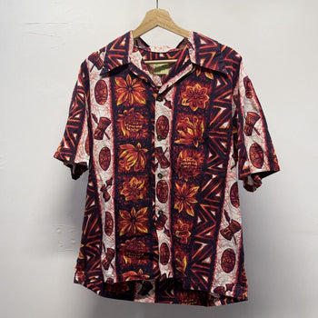 Vintage 1960s Ui Maikai Made in USA Hawaiian Tiki Shirt