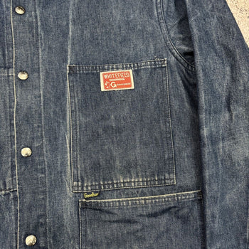 VINTAGE 1960s WHITEFIELD FADED 3 POCKET DENIM CHORE COAT