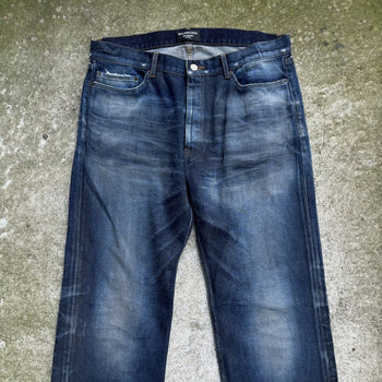 BALENCIAGA FW22 DIRTY BLUE WASH STRAIGHT FIT DENIM JEANS