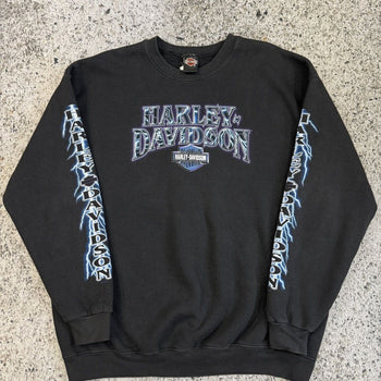 Sudadera con el logotipo de un rayo descolorido de Harley-Davidson de los años 2000